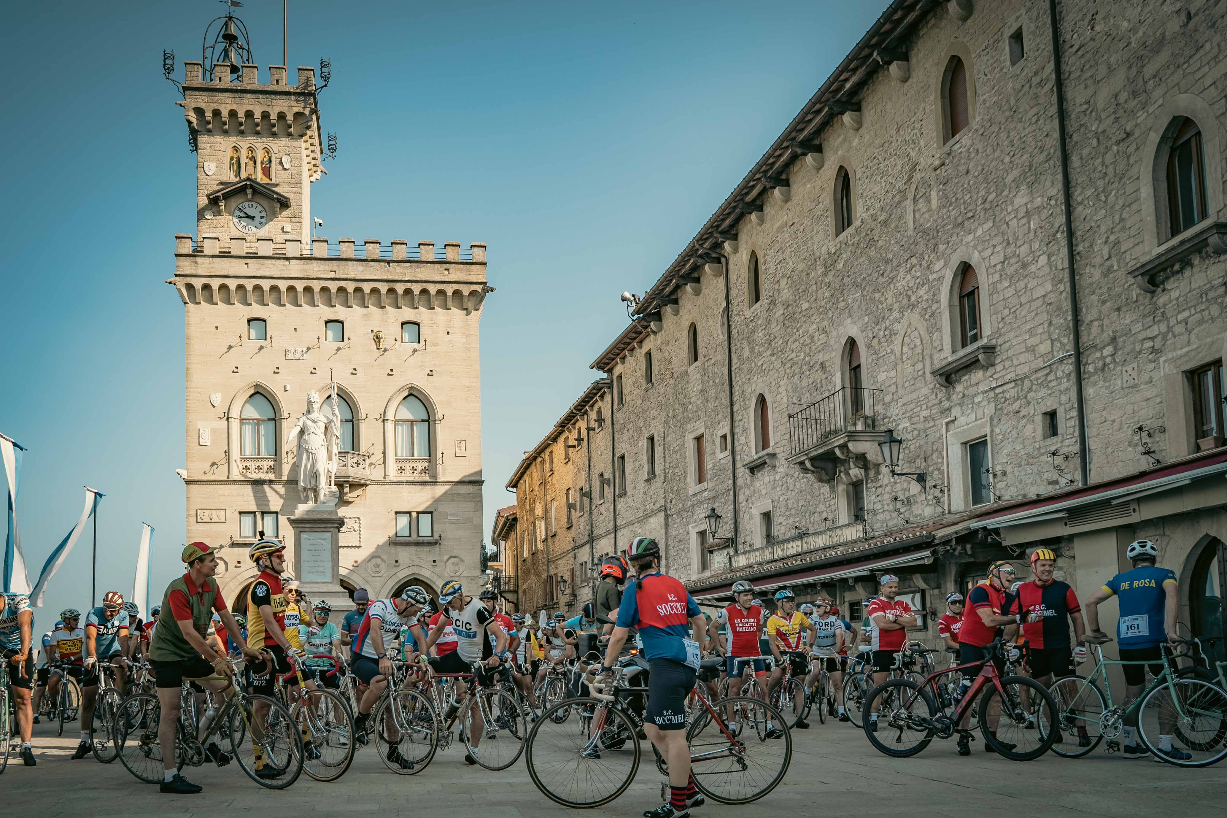 Vintage cyclists in San Marino